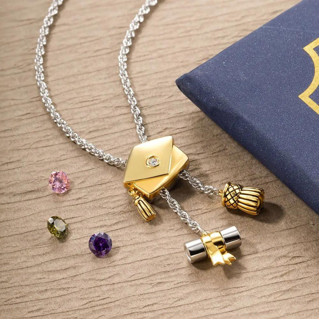 Graduation Cap Bolo Bracelet with Birthstone