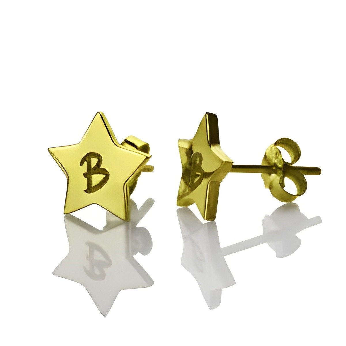 Personalized Star Stud Initial Earrings