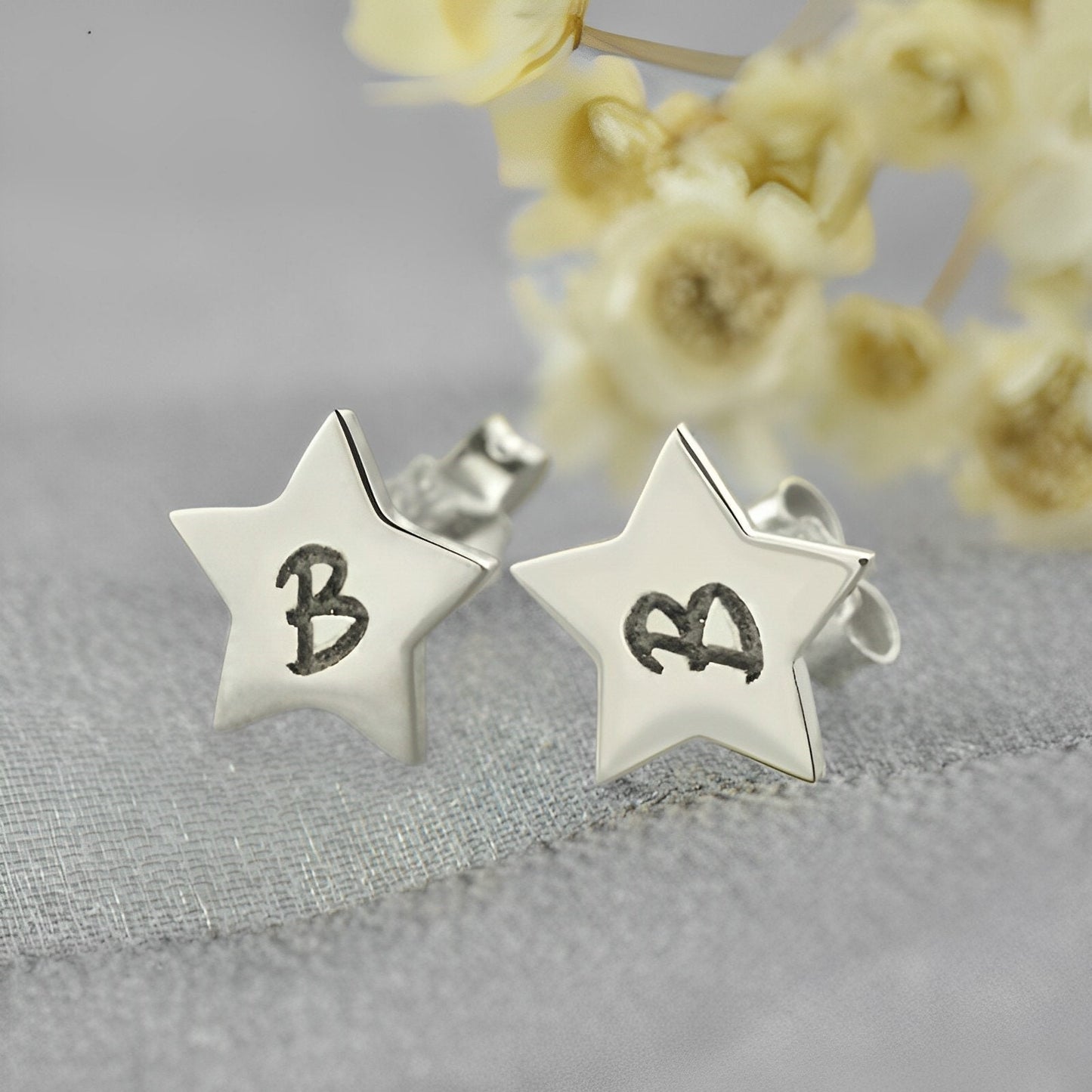 Personalized Star Stud Initial Earrings