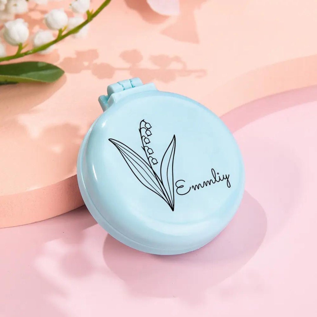 Pocket Hair Brush with Customized Birthflower + Name