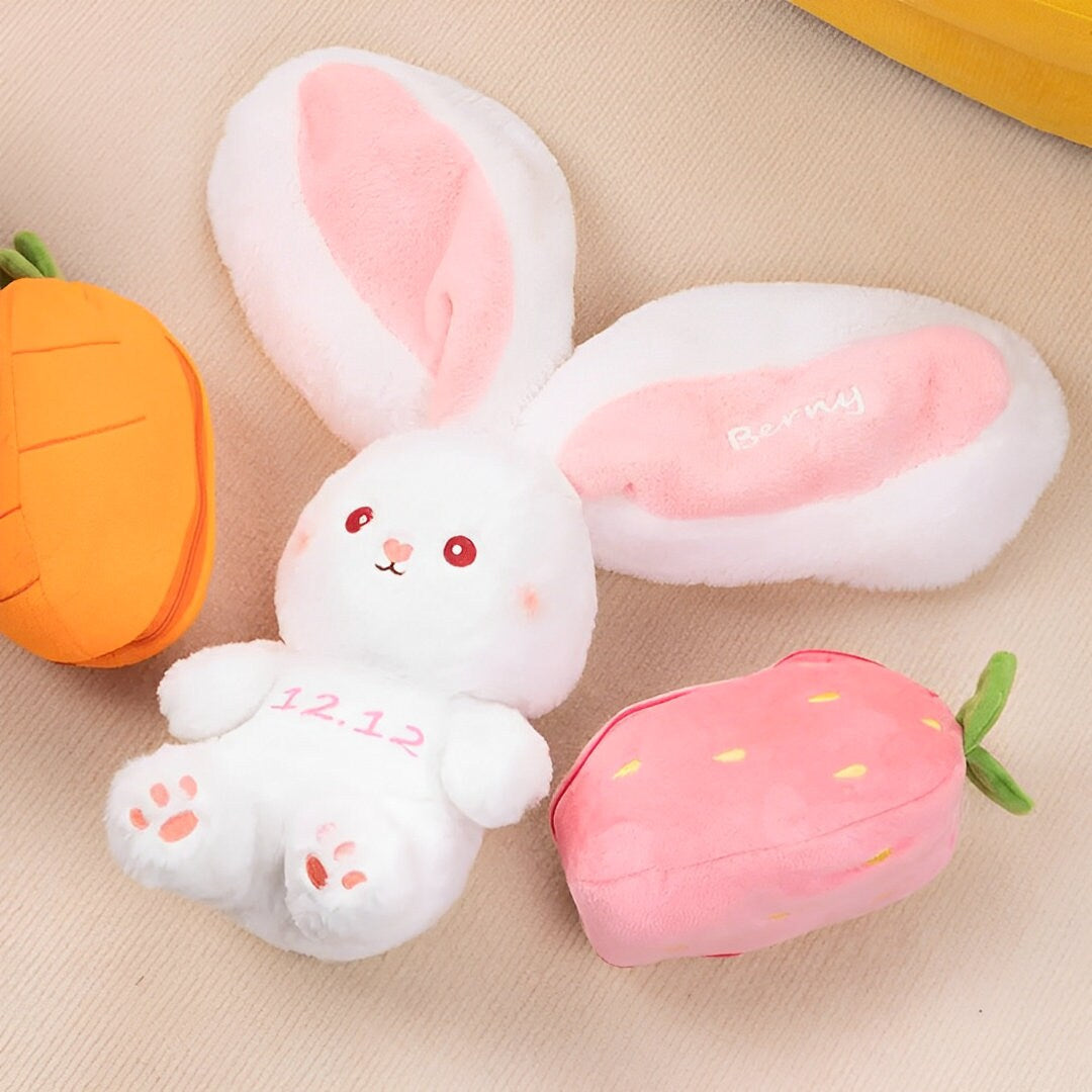 Easter Bunny Plush Toy - Custom Name & Year, Transforms to Carrot, Unique Personalized Kids Easter Gifts