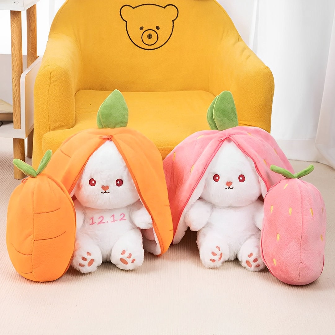 Easter Bunny Plush Toy - Custom Name & Year, Transforms to Carrot, Unique Personalized Kids Easter Gifts