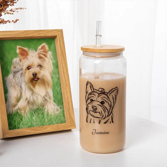 Personalized Pet Name and Portrait Coffee Glass