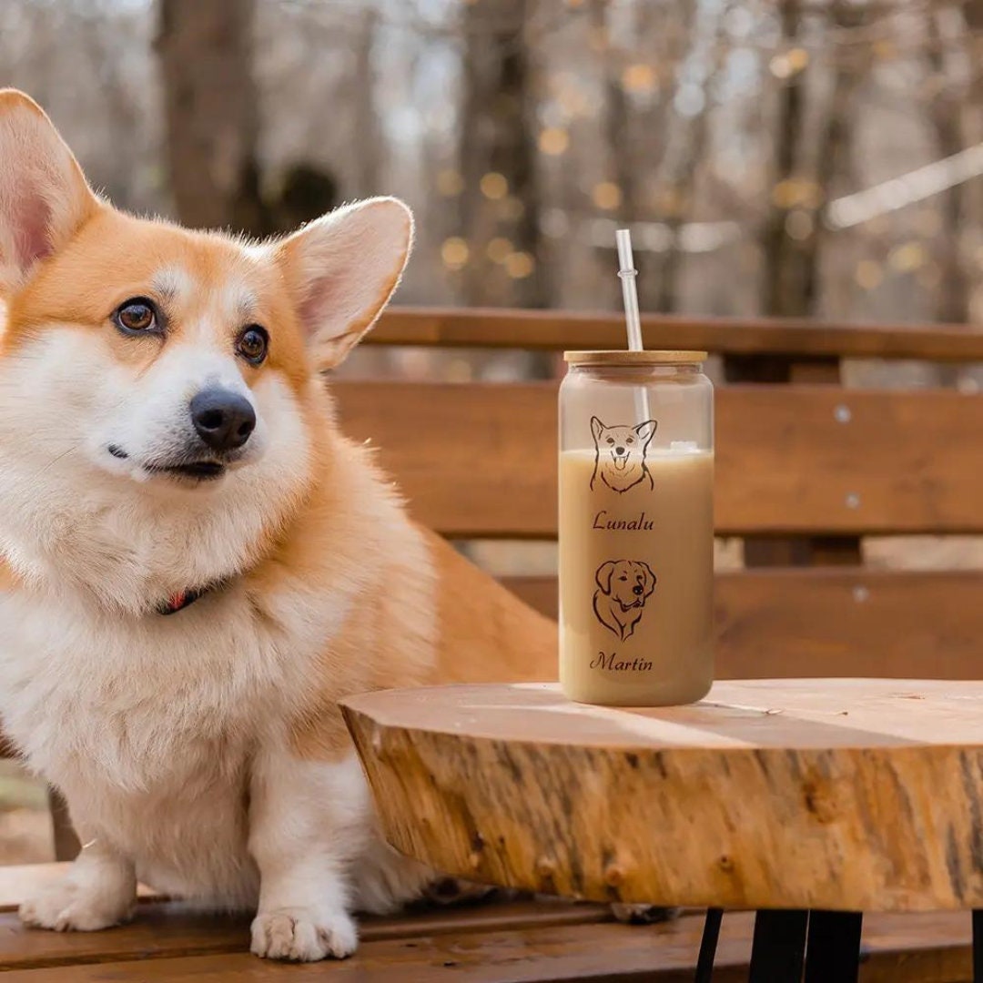 Personalized Pet Name and Portrait Coffee Glass