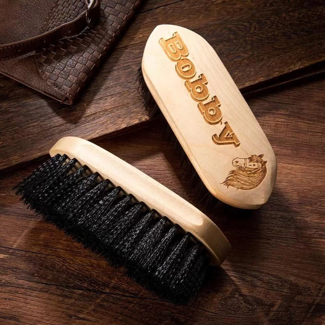 Custom Text Pattern Engraved Horse Brush