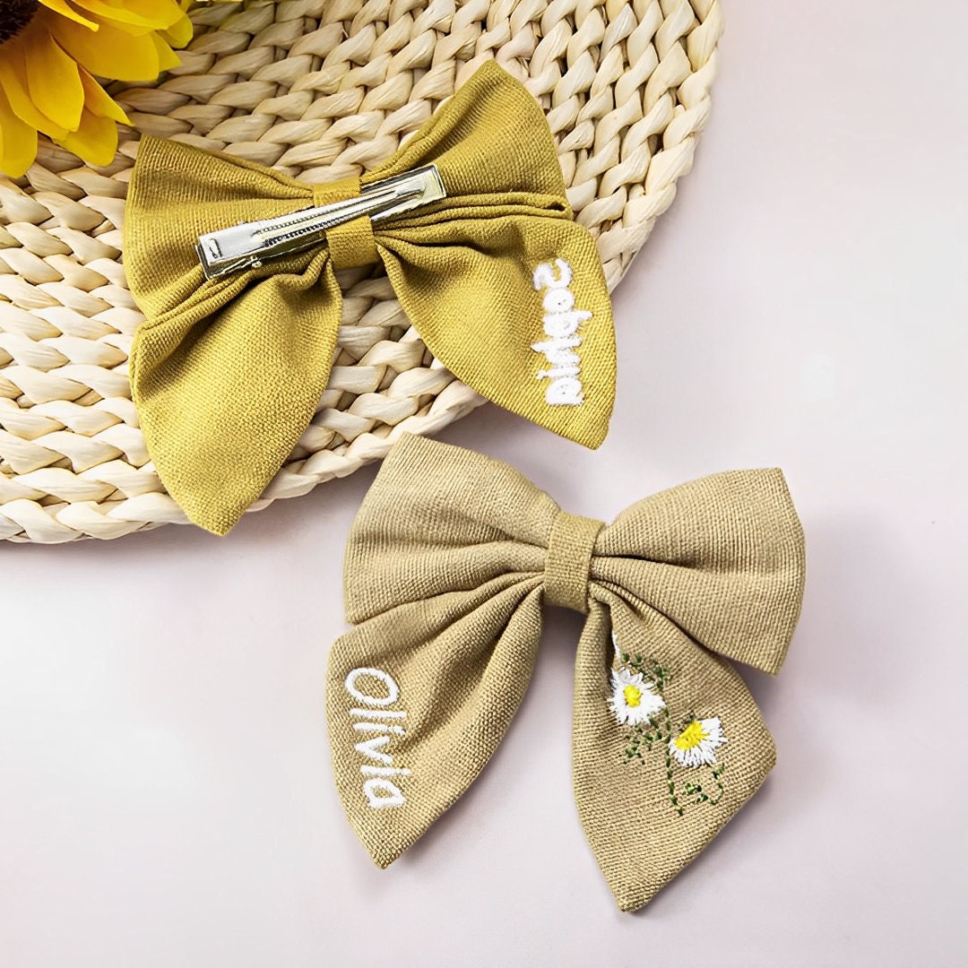 Personalized Embroidered Hair Bow
