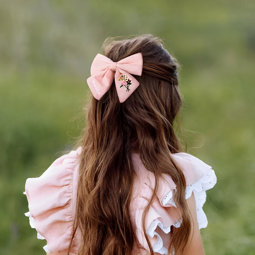 Personalized Embroidered Hair Bow