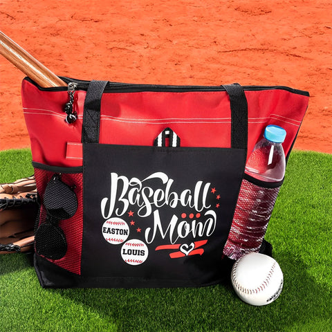 Baseball/Softball Mom Custom Names Tote Bag