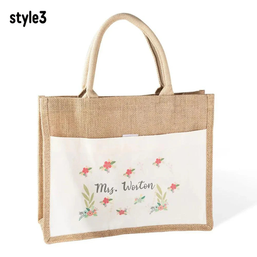 Canvas Teacher Tote Bag with Custom Name