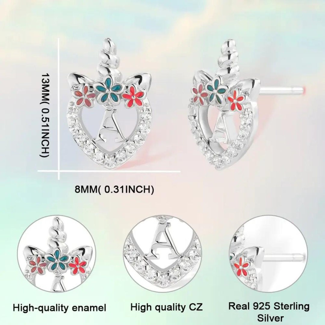 Unicorn Earrings with Custom Initial