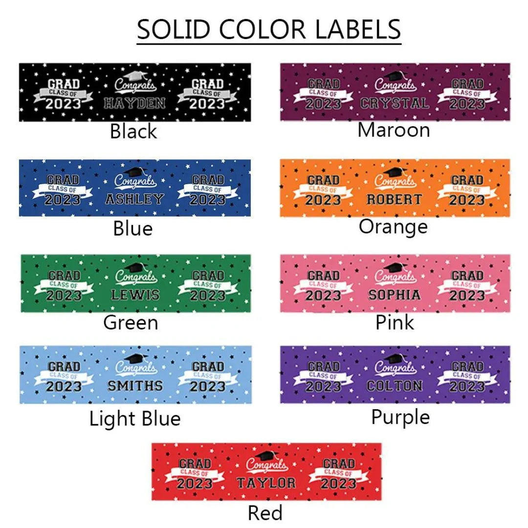Custom Graduation Labels Sets for Water Bottles