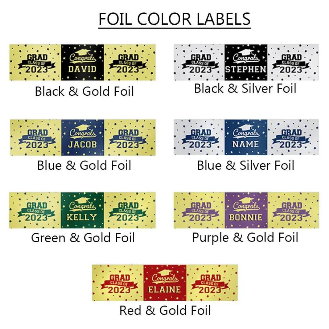 Custom Graduation Labels Sets for Water Bottles