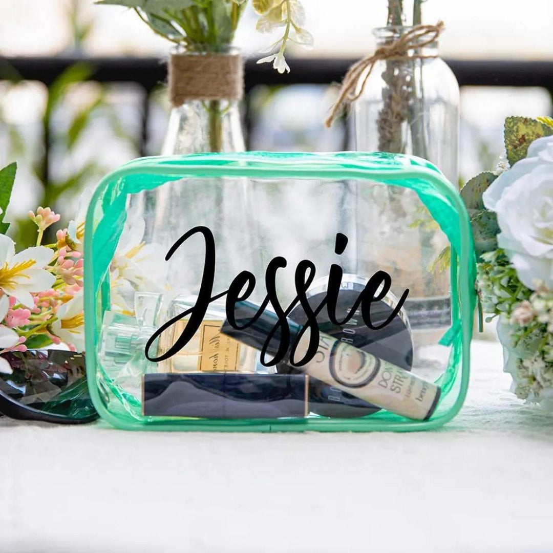 Custom Name Clear Zipper Makeup Bag