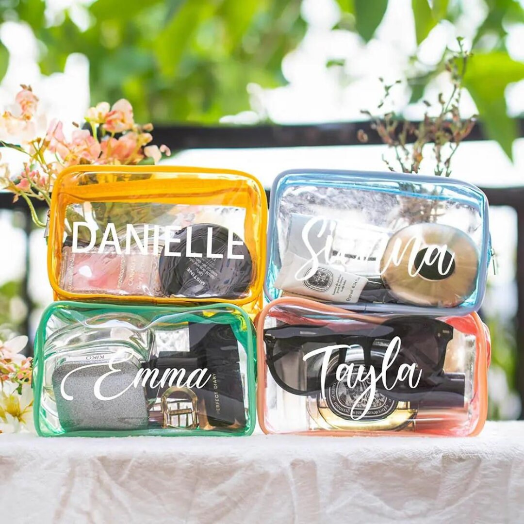Custom Name Clear Zipper Makeup Bag