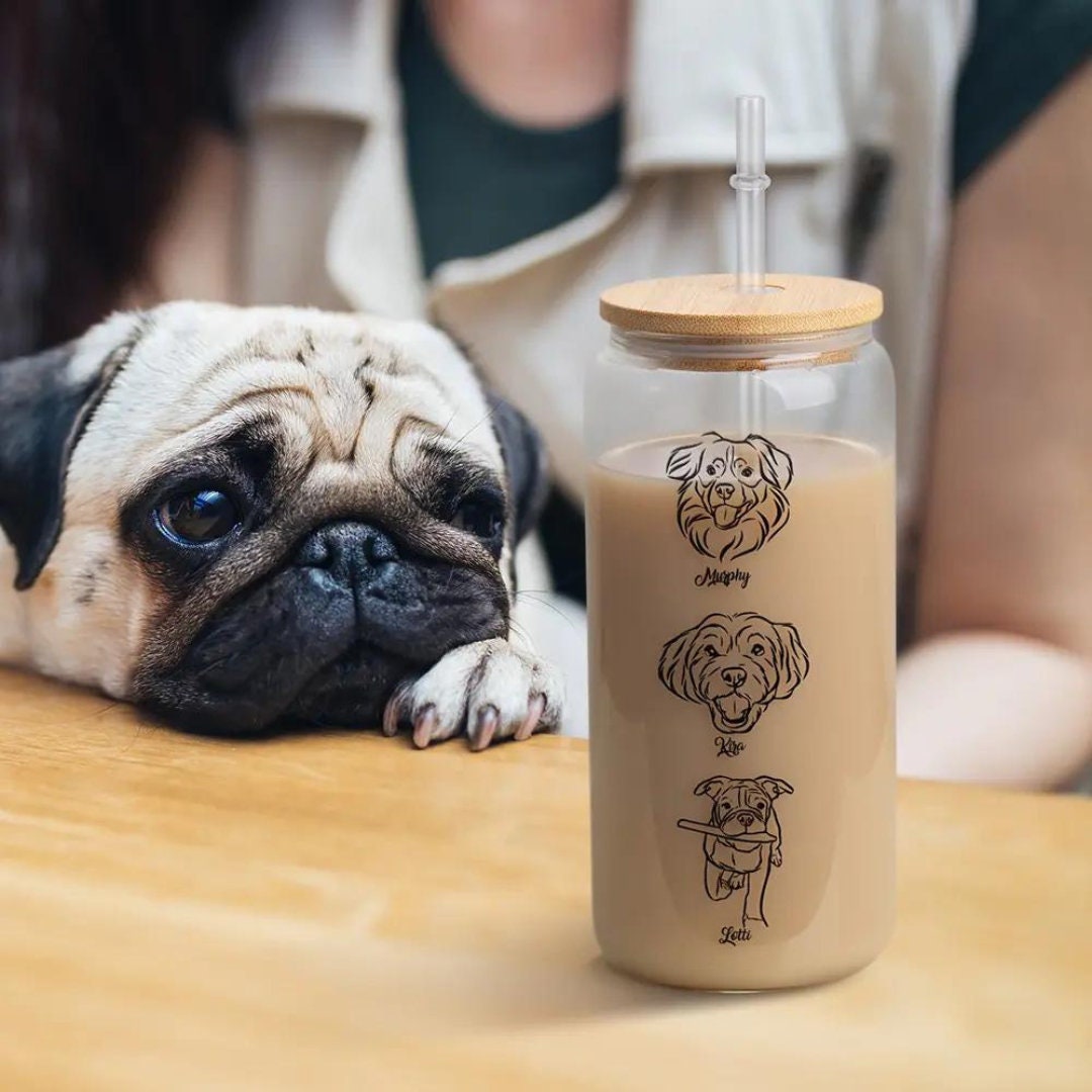 Personalized Pet Name and Portrait Coffee Glass