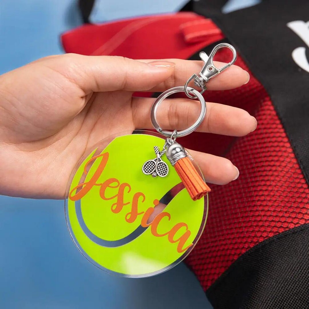 Tennis Ball Keychain with Custom Name