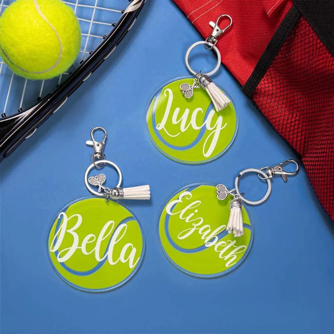Tennis Ball Keychain with Custom Name