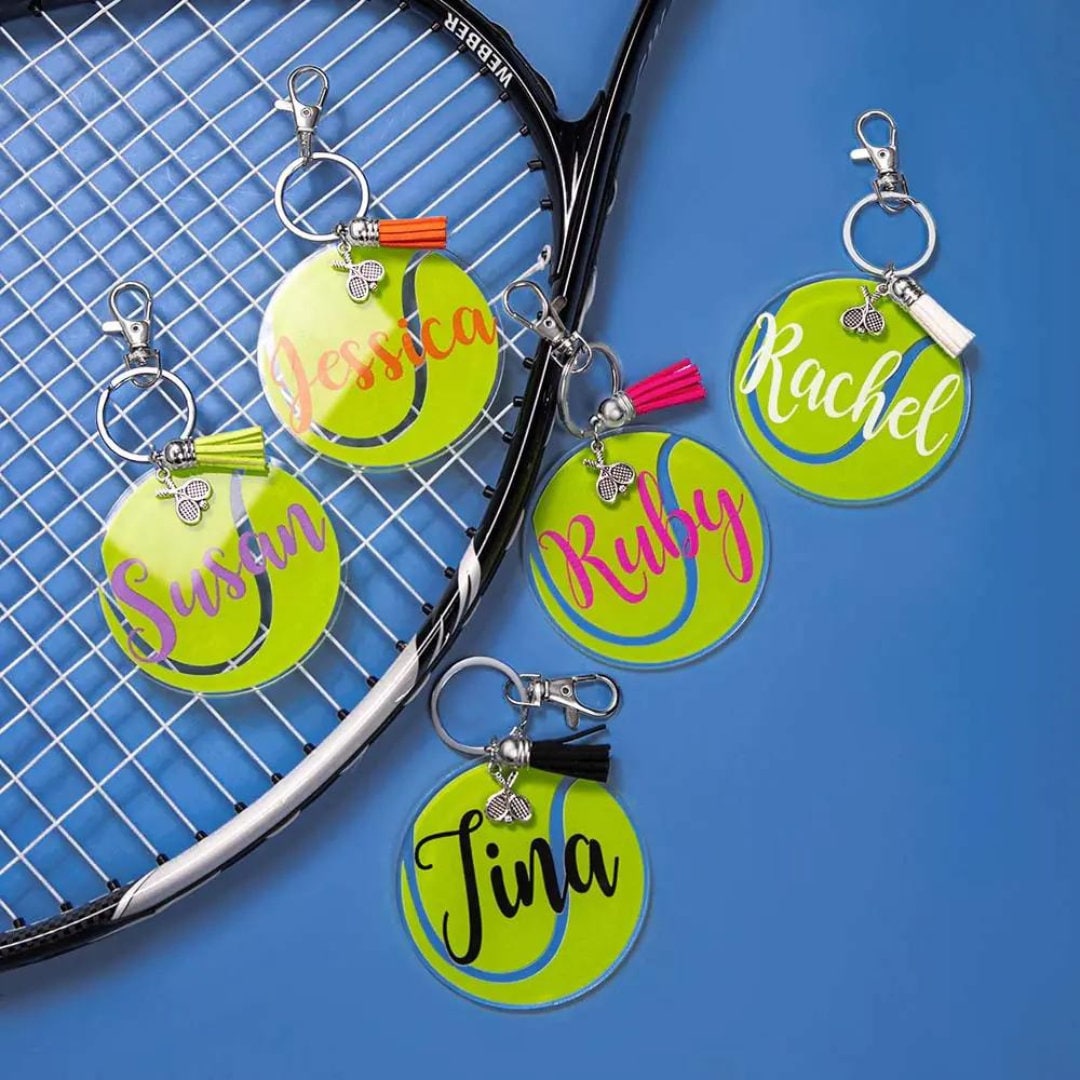 Tennis Ball Keychain with Custom Name