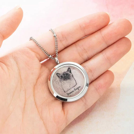Clear Pet Locket with Customized Pet Portrait