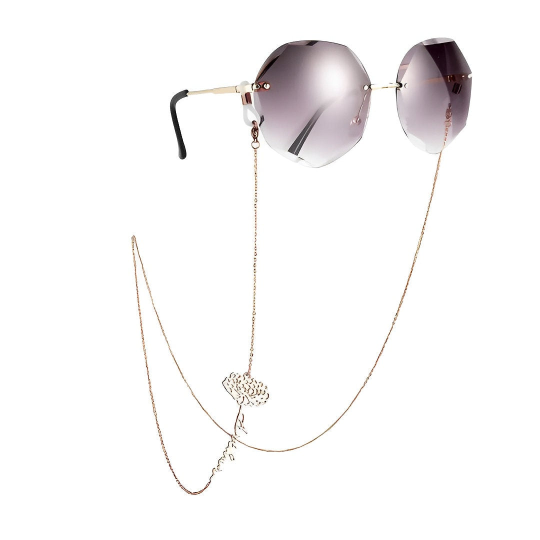 Birth Flower Sunglasses Chain with Custom Name