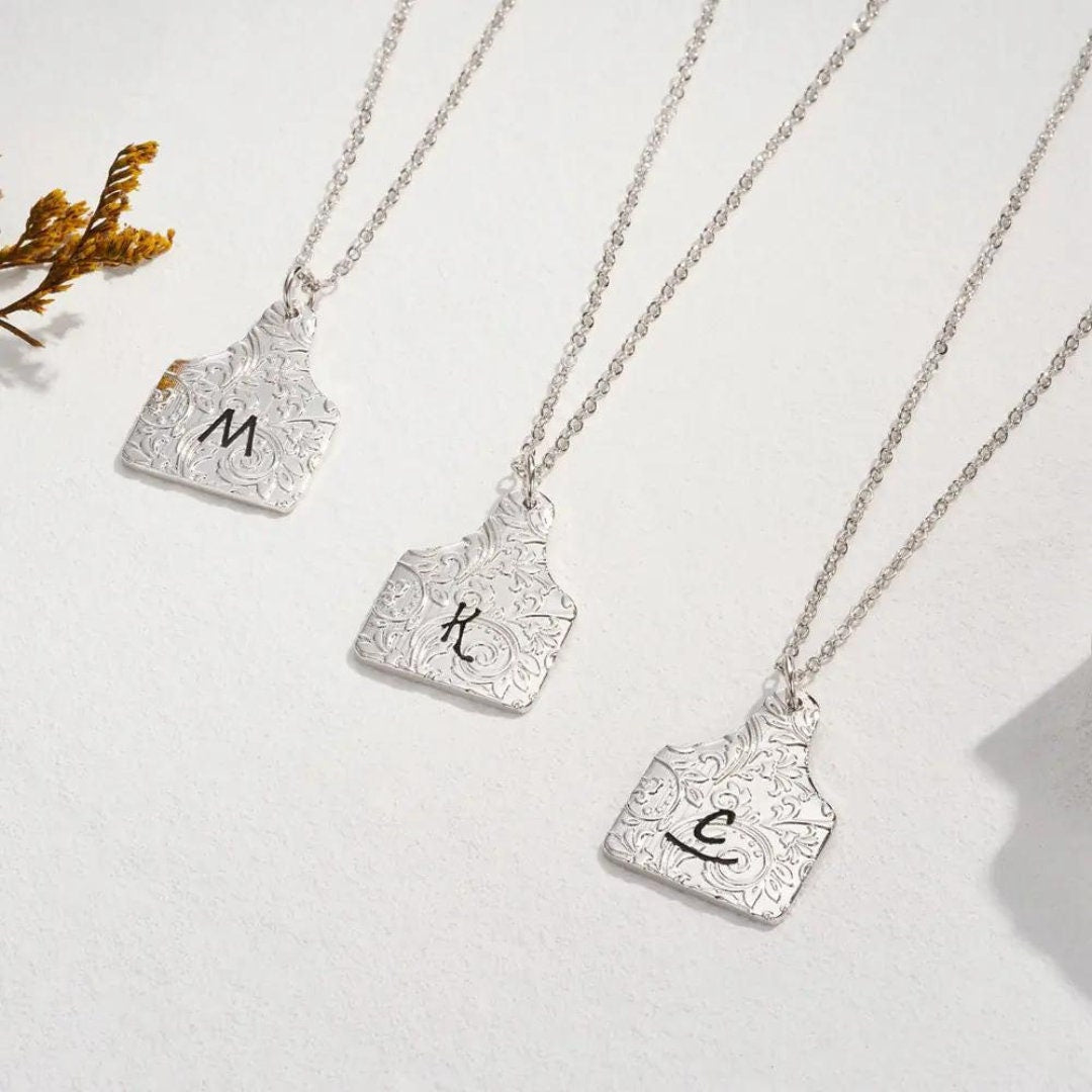Cattle Tag Necklace with Custom Initial or Logo