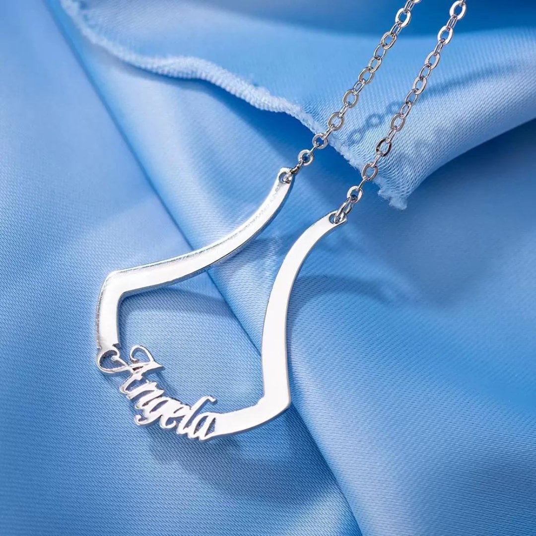 Name Ring Holder Necklace in 925 Sterling Silver/Stainless Steel