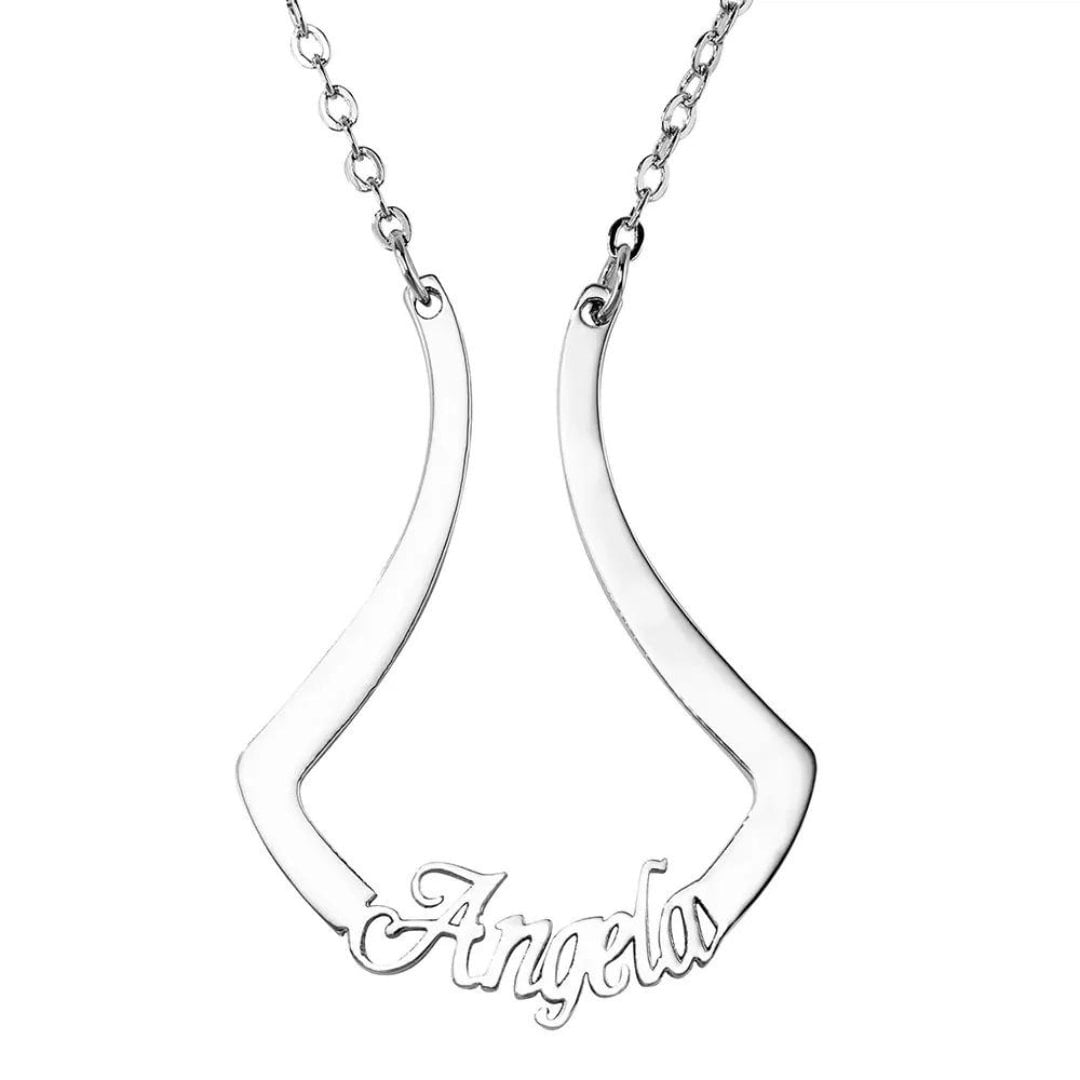 Name Ring Holder Necklace in 925 Sterling Silver/Stainless Steel