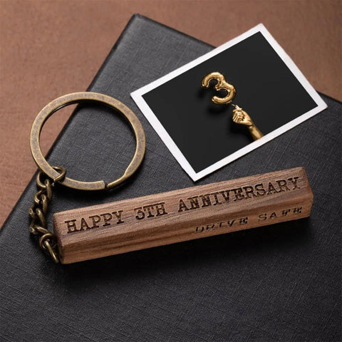 Wooden Bar Keychain with Custom 4 Side Engraving
