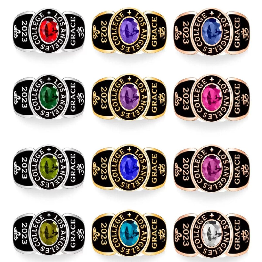 Personalized Graduation Signet Birthstone Ring