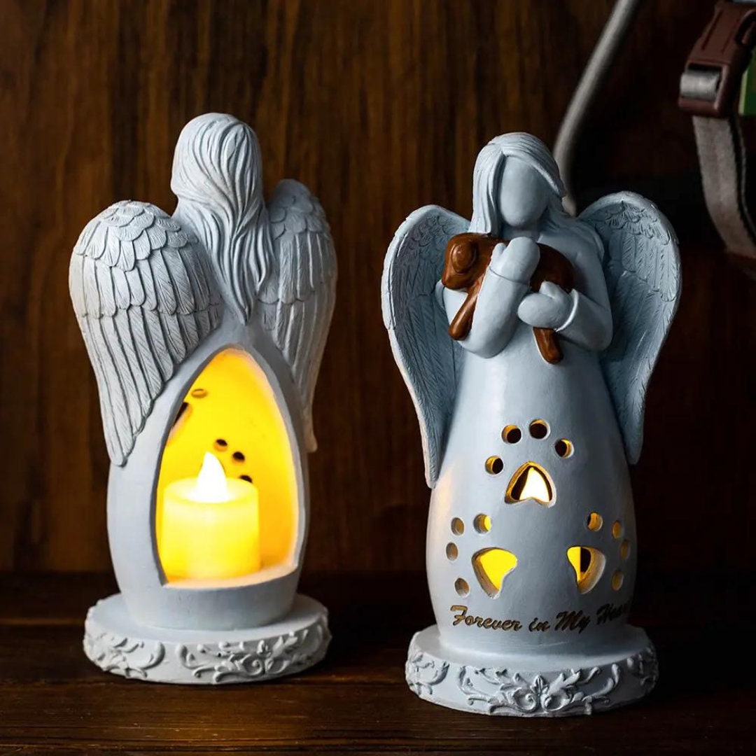 Custom Pet Guardian Angel Candle Holder Statue with LED