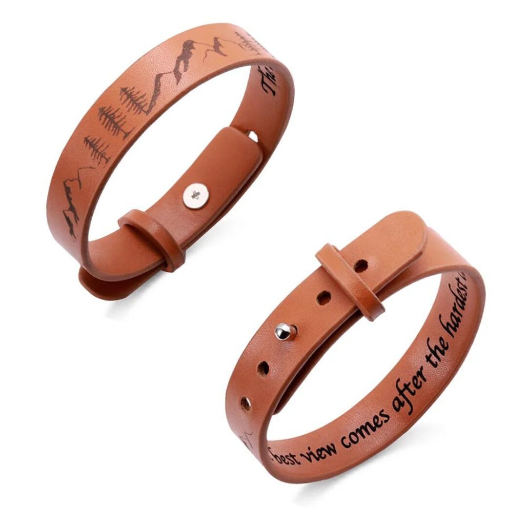 Customized Adjustable Forest & Mountain Artificial Leather Bracelet