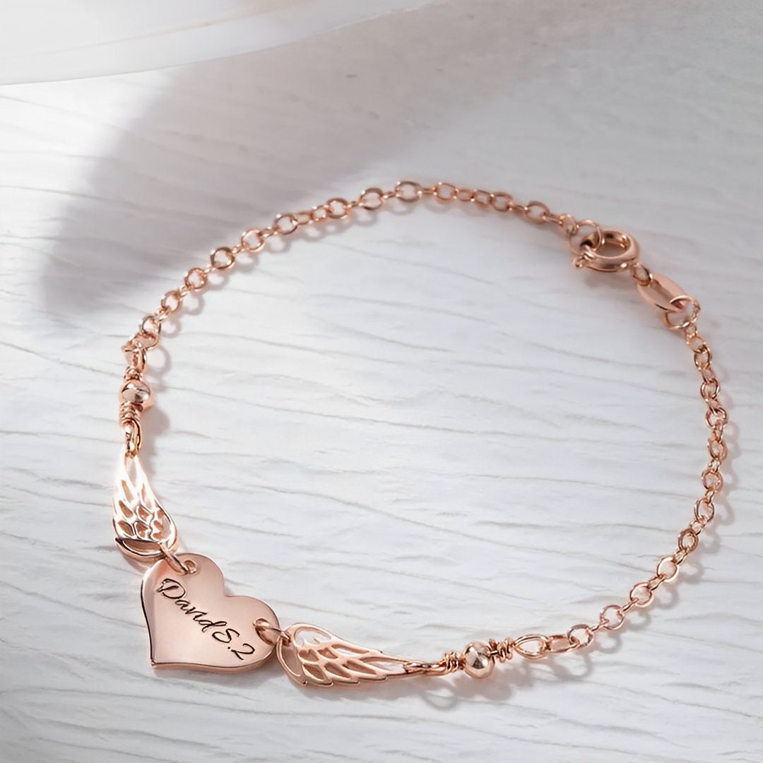 Angel Wings Bracelet with Custom Name