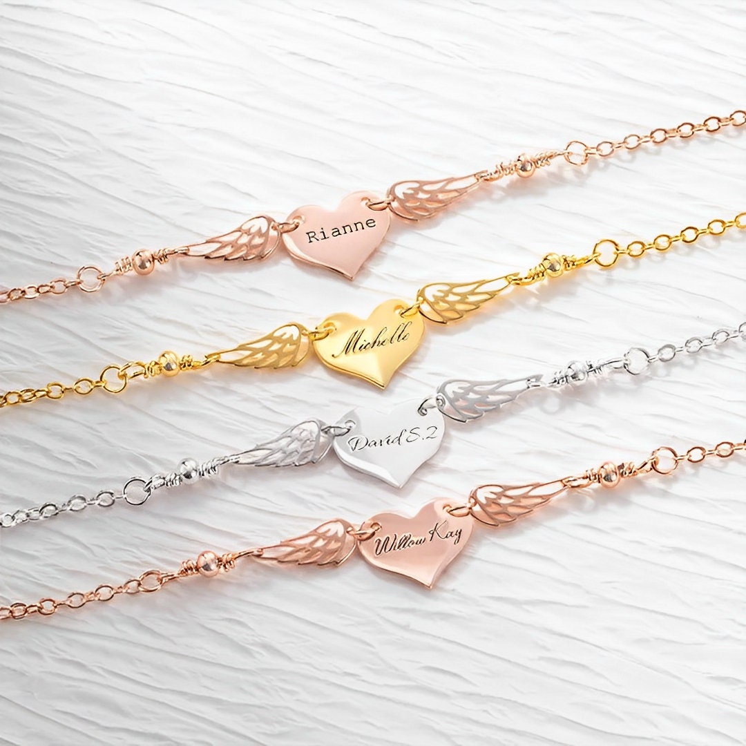 Angel Wings Bracelet with Custom Name