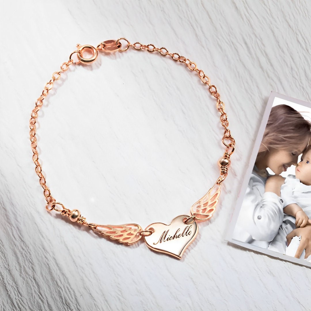 Angel Wings Bracelet with Custom Name