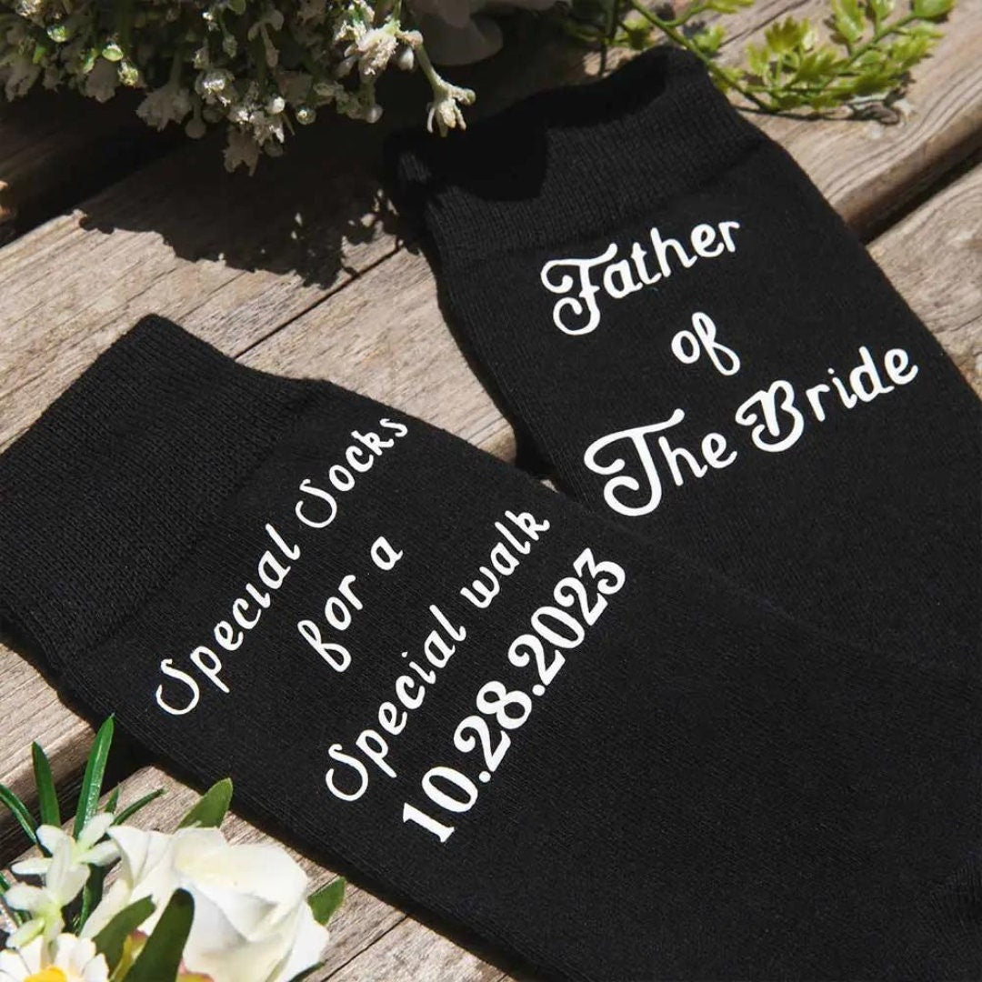 Socks for Father of the Bride with Custom Wedding Date