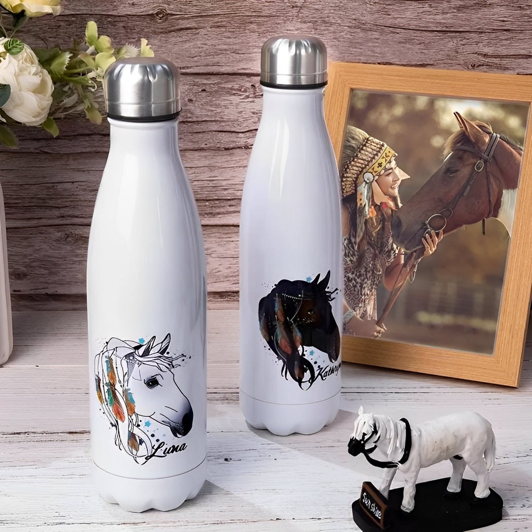 Customized Water Bottle with Graphic Horse Art