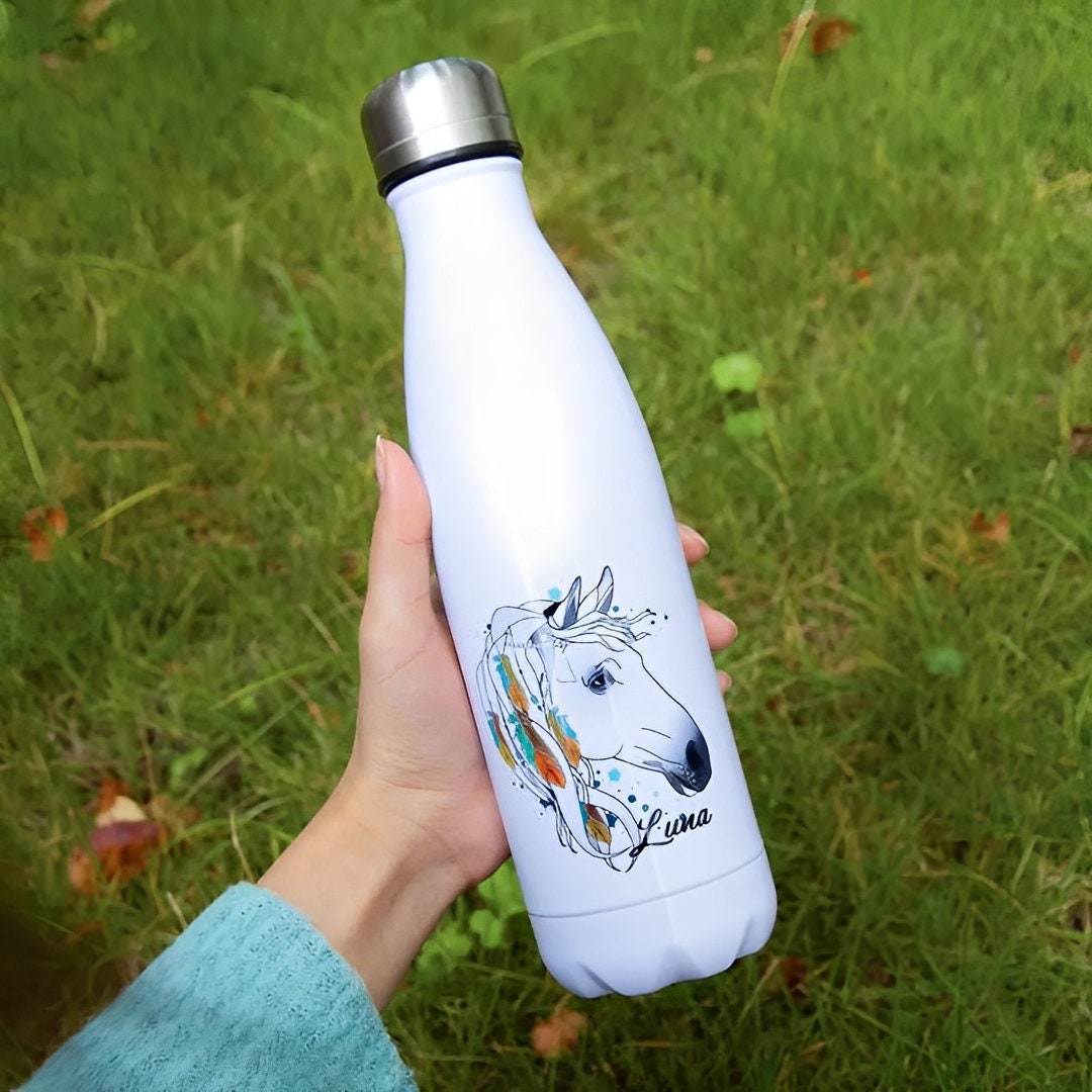 Customized Water Bottle with Graphic Horse Art