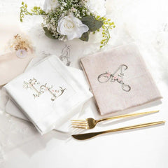 Leinen-Serviette mit individuellem Blumen- und Buchstabendruck