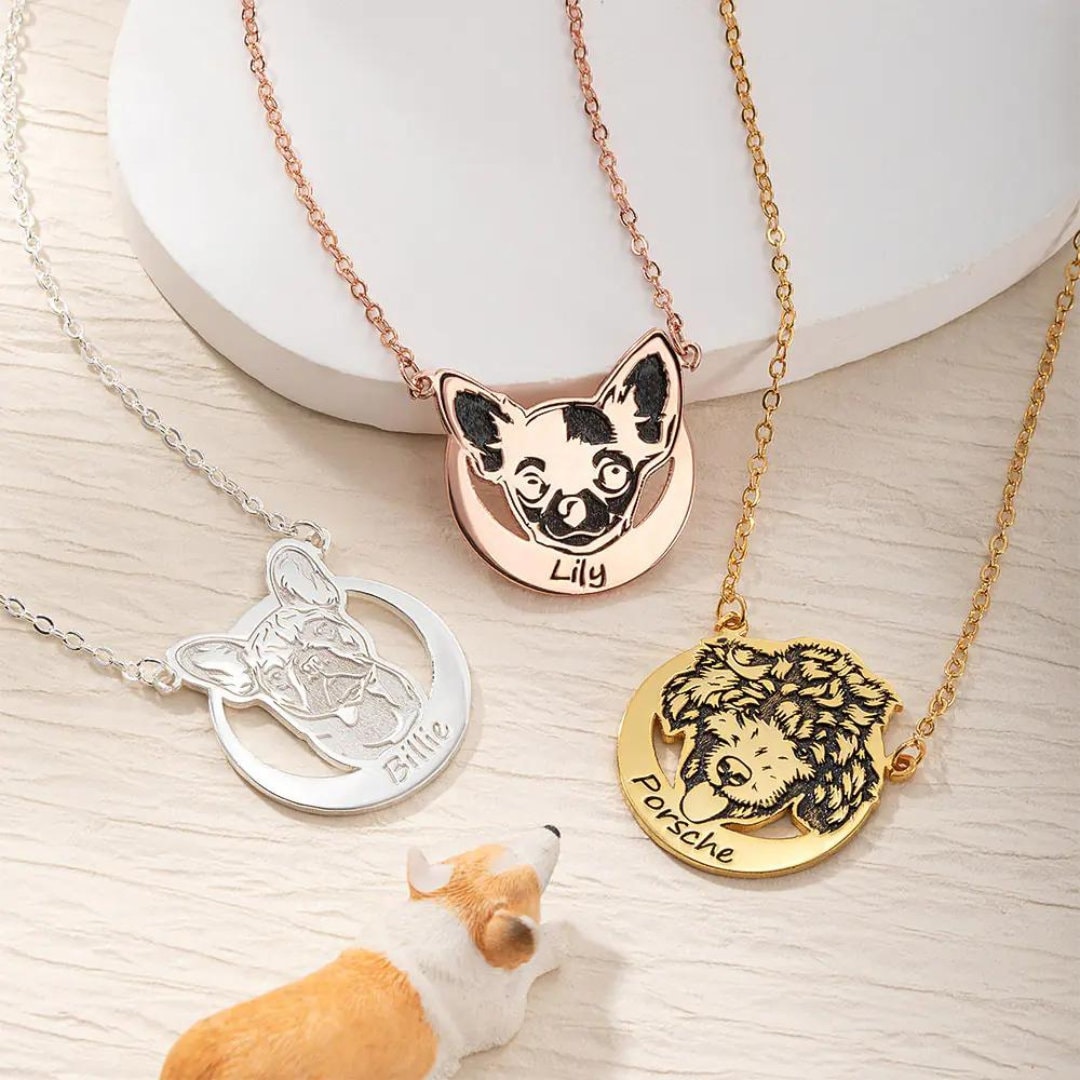 Custom Name Pet Portrait Necklace