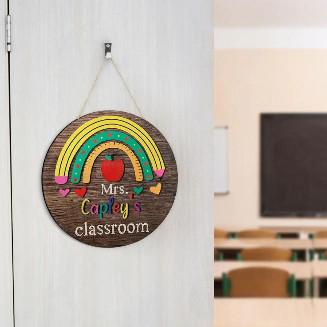 Custom Name Rainbow Teacher Door Sign