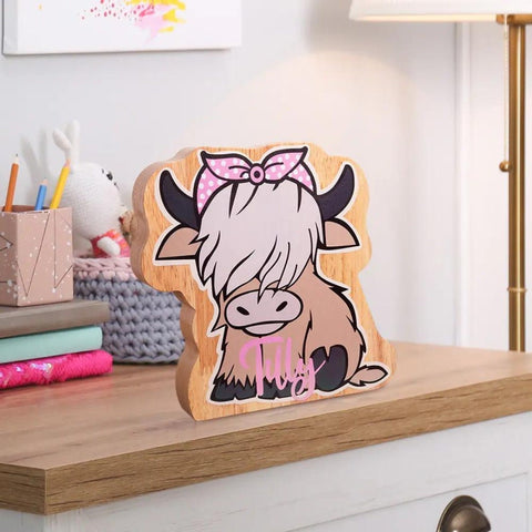 Personalized Highland Cow Piggy Bank
