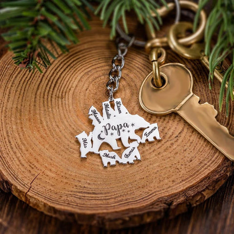 Personalized Papa Bear Keychain