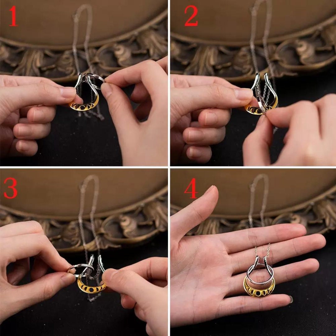 Moon Phases Ring Holder Necklace