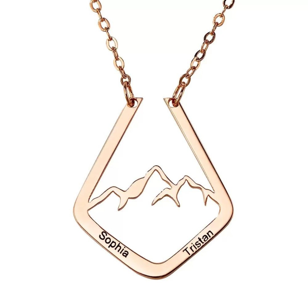 Personalized Mountain Ring Holder Necklace