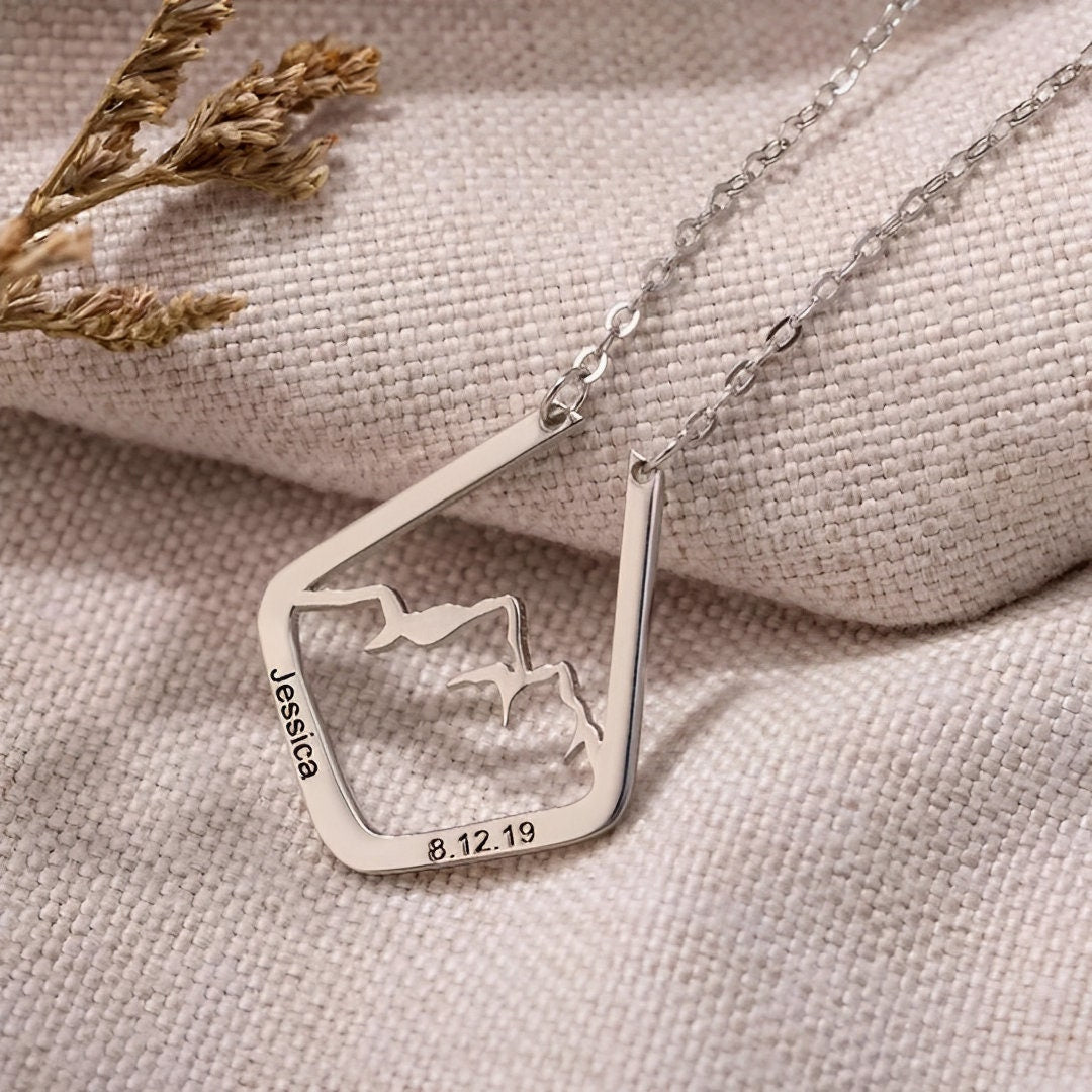 Personalized Mountain Ring Holder Necklace