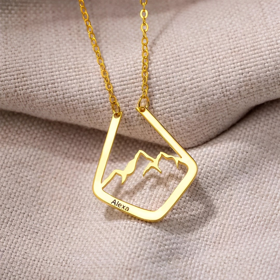 Personalized Mountain Ring Holder Necklace