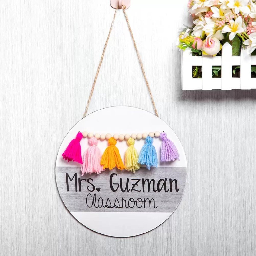 Personalized Boho Rainbow Teacher Door Sign