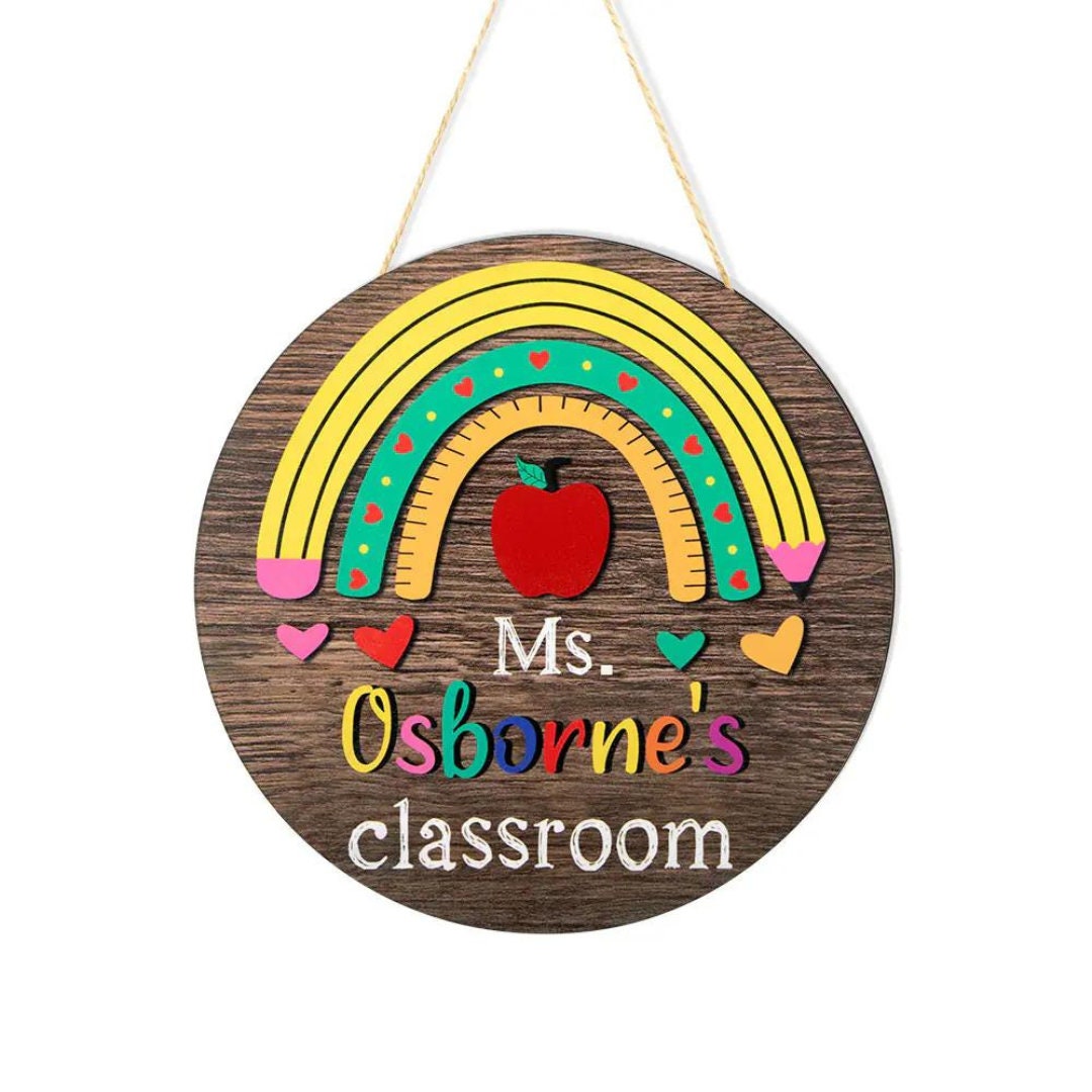Custom Name Rainbow Teacher Door Sign
