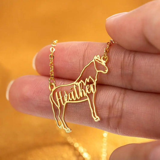 Personalized Name Horse Necklace