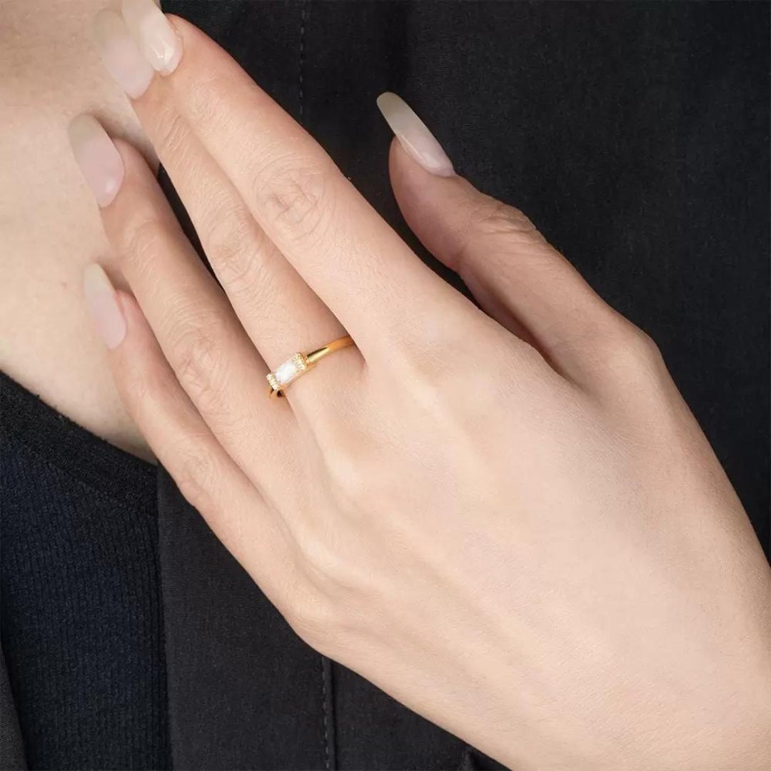 Baguette Opal Ring